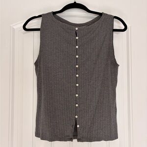 Abercrombie & Fitch Charcoal Ribbed Tank Top